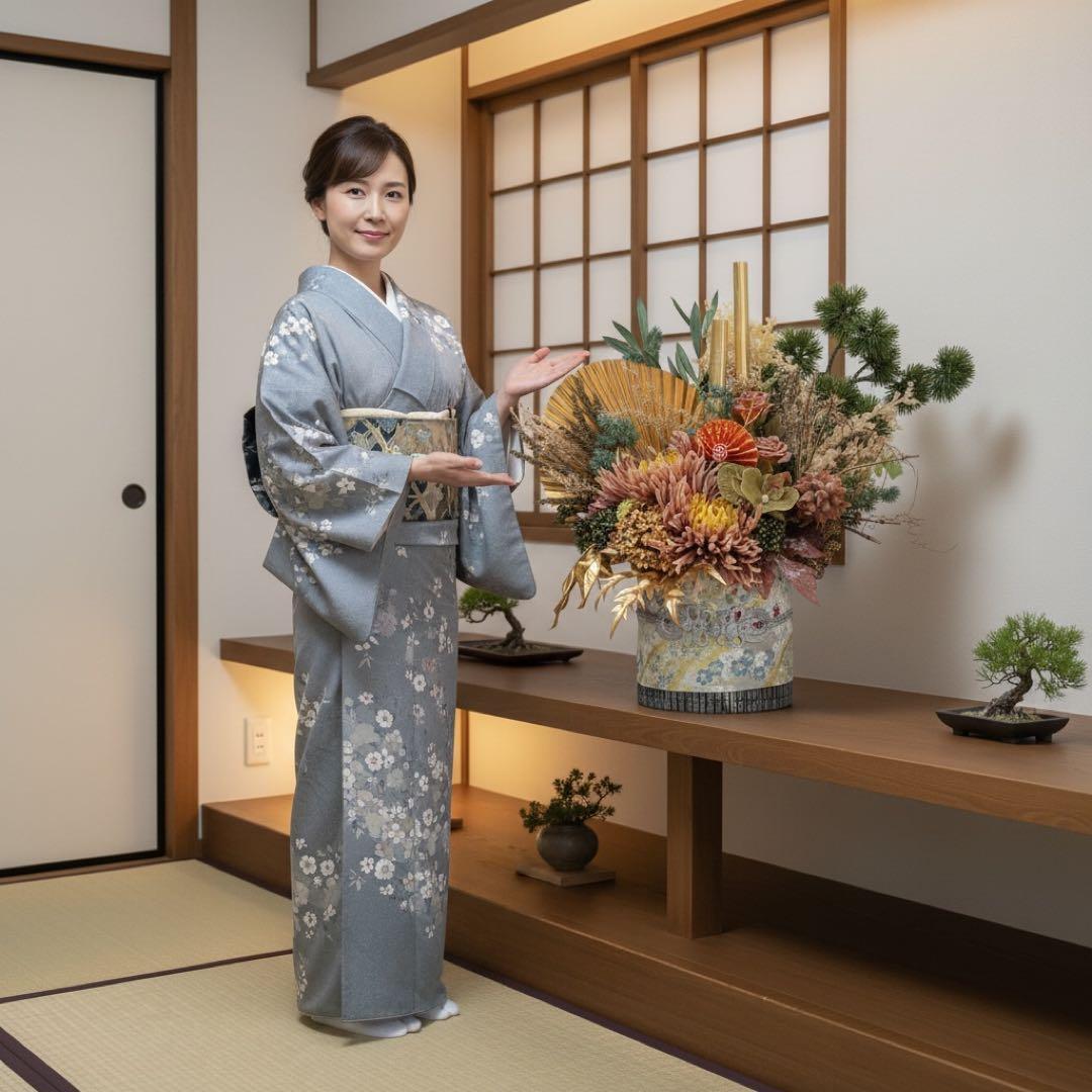 門松 Lサイズ・本格竹仕様 雅の迎春アレンジメント〜ドライスタイル