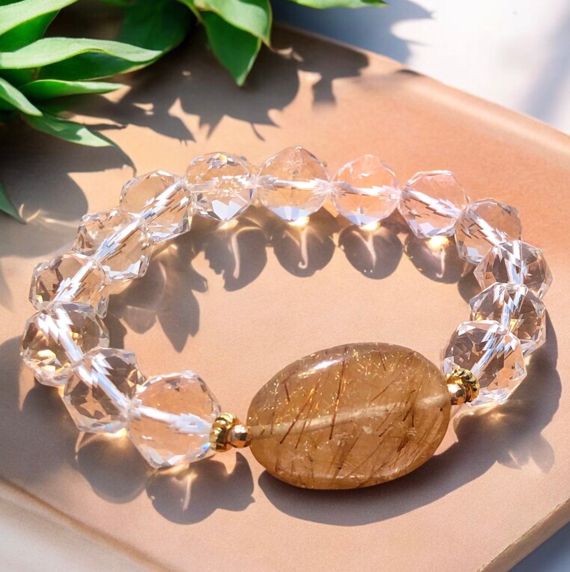 金運✨✨ルチルクォーツ×スターカット水晶ブレスレット | Stone of 