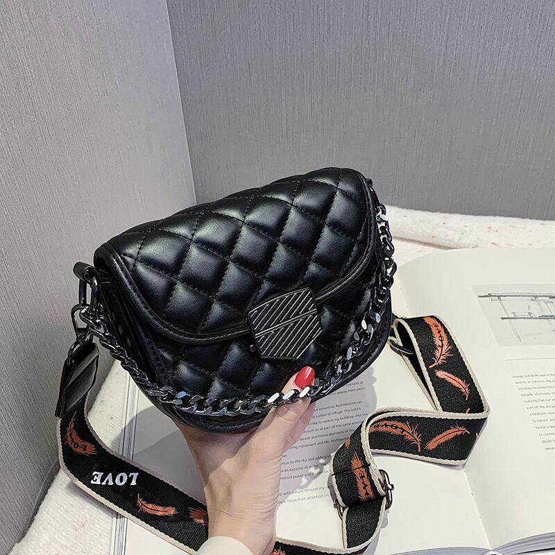 リンジテクスチャーレディーススモールバッグ2020新しいトレンディなファッションネットレッドワイドショルダーストラップワイルドシングルショルダーメッセンジャーサドルバッグ Tiancai_Wing_Bag16990456312