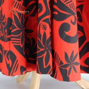 フラダンス 衣装 ALOHA STANDARDS アロハスタンダード ワンピース ドレス レッド系 ブラック系 日本製 フリル ティアレ柄 カヒコ柄 かわいい 華やか 鮮やか 明るい 赤 黒 ハワイアン アロハ ハワイアンプリント フラ ダンス レッスン 練習