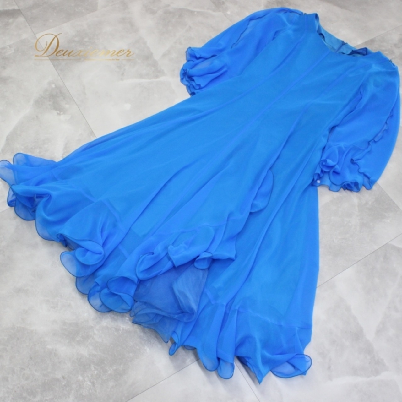 社交ダンス 衣装 スタンダード ドレス ワンピース レッスンウェア パーティドレス 無地 青 Sanline サンリーヌ ブルー系 シンプル 気品 ボリューム 優雅 112cm ポリエステル おしゃれ フェミニン シンプルデザイン ダンスwear スカート ストレート ブラック系 パーティー シルエット レディース トレンド