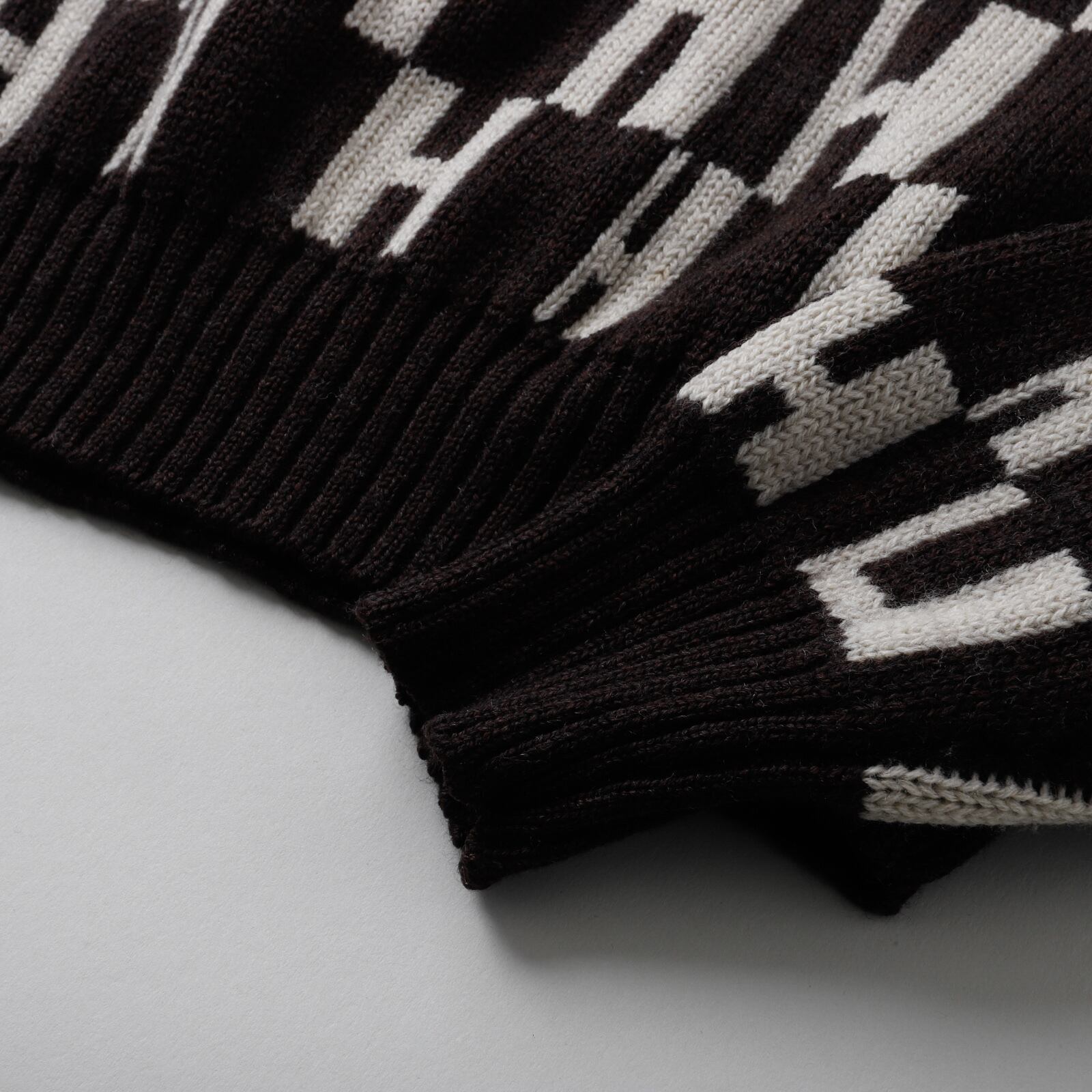 牧場ウマウマさま専用　エルメス　ニットセーター ホワイト/ブラック 極美品】Hermes wool Knit turtleneck sweater made in Italy big size