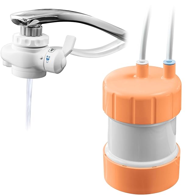 浄水器GOQURIA オレンジ／ホワイト 2年間カートリッジ交換不要 日本製