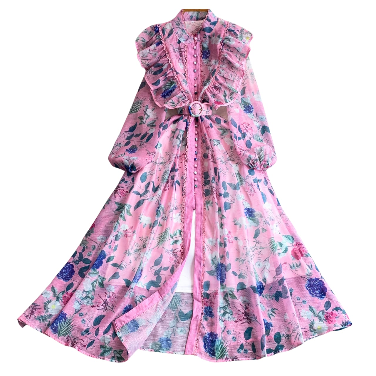 フローラルフリルベルトワンピース L2036