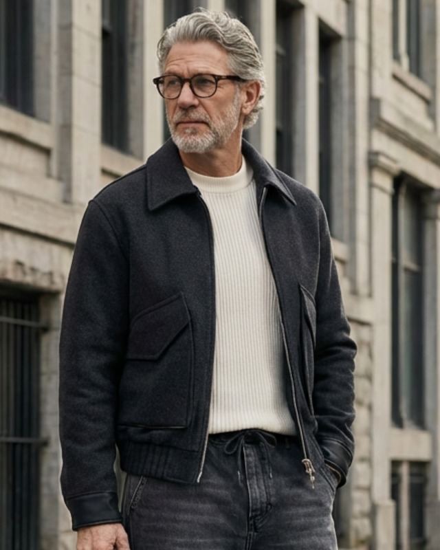 ミニマルウールタッチ ジップブルゾン 3色　A0186