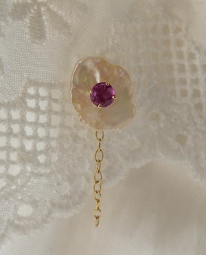 (K10・K18)Birthstone pierced 7月"Ruby"