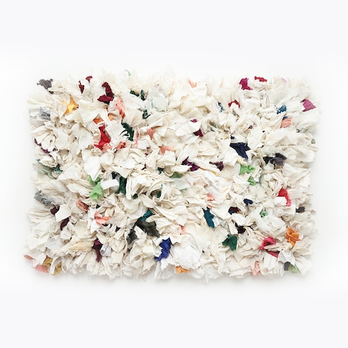 【yao】India Bushy Rug L「Whitish」
