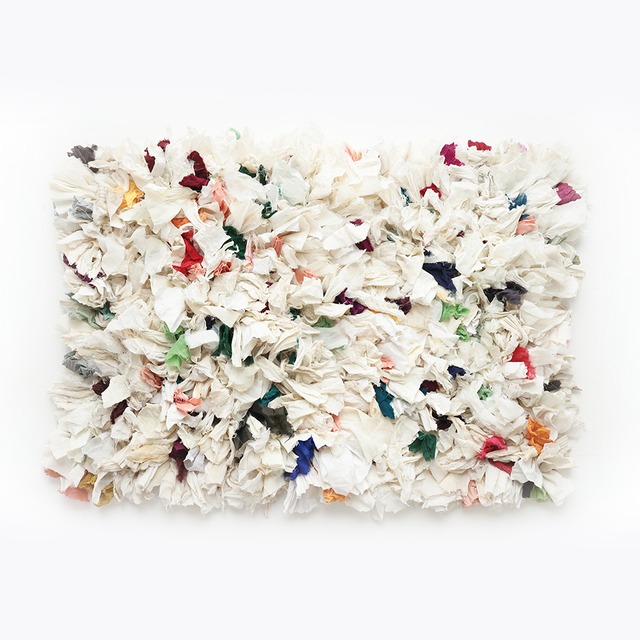 【yao】India Bushy Rug L「Whitish」