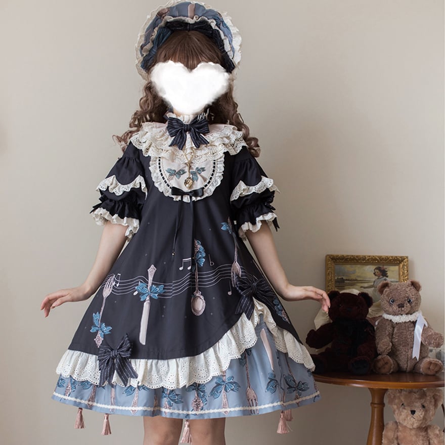 10月出荷 ロリィタ ドール ワンピース レイヤード フリル 魔女の晩餐会 甘ロリ