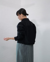kujaku - J-106 Cropped Corduroy Jacket :Black|広畝コーデュロイ/コットンリネン/硫化染め/クロップド