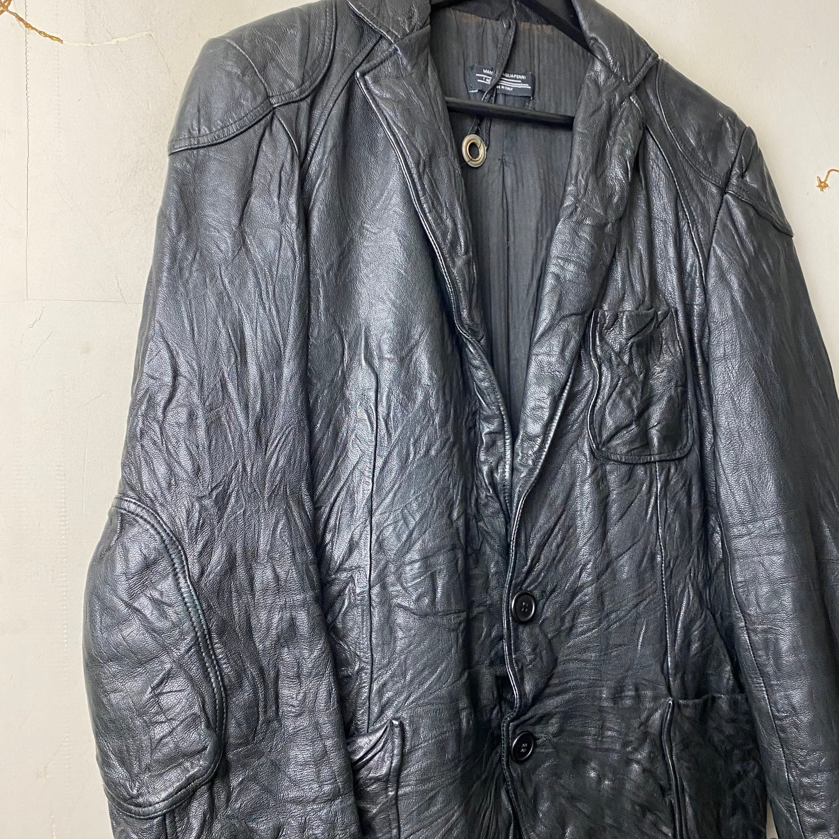 MARCO TAGLIAFERRI black leather tailored jacket | NOIR ONLINE