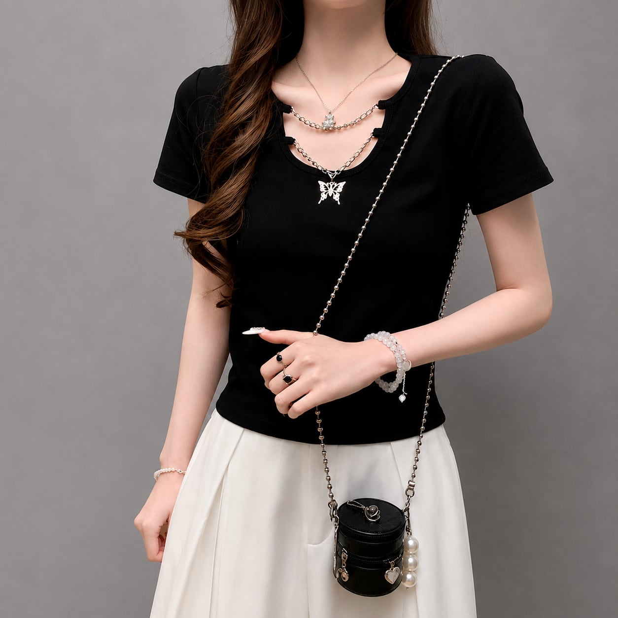 butterfly chain neck tops / l0591