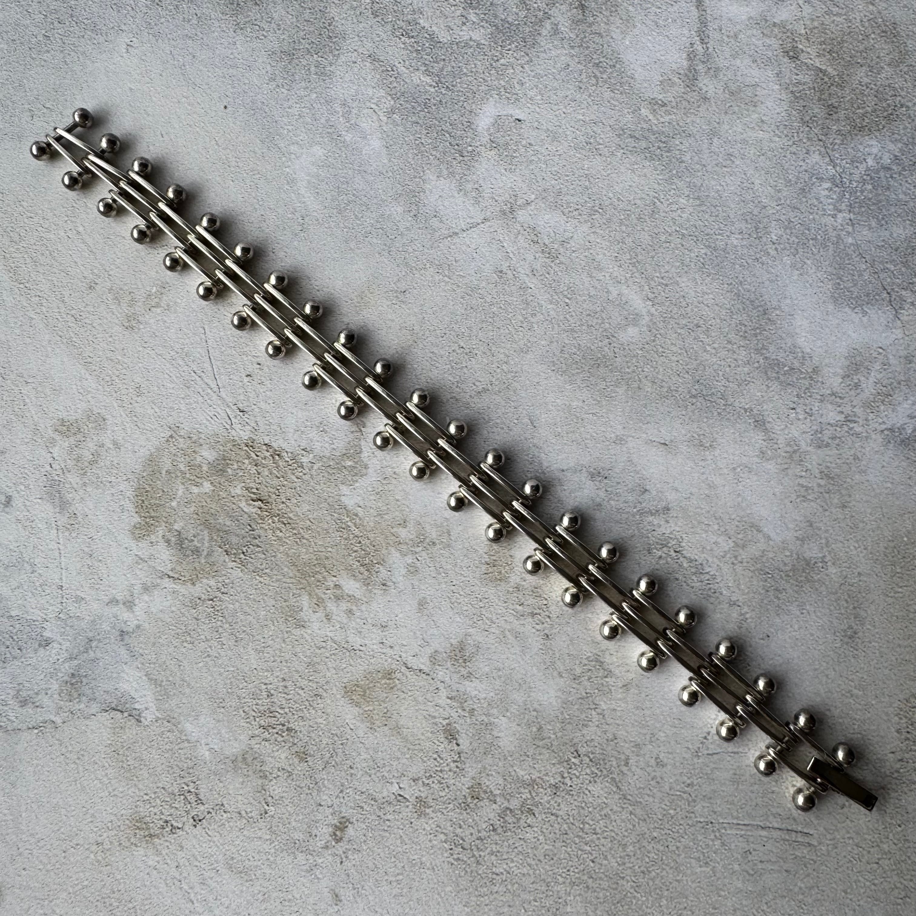 Vintage Modernist Gate Link Bracelet Silver925 Made in Mexico