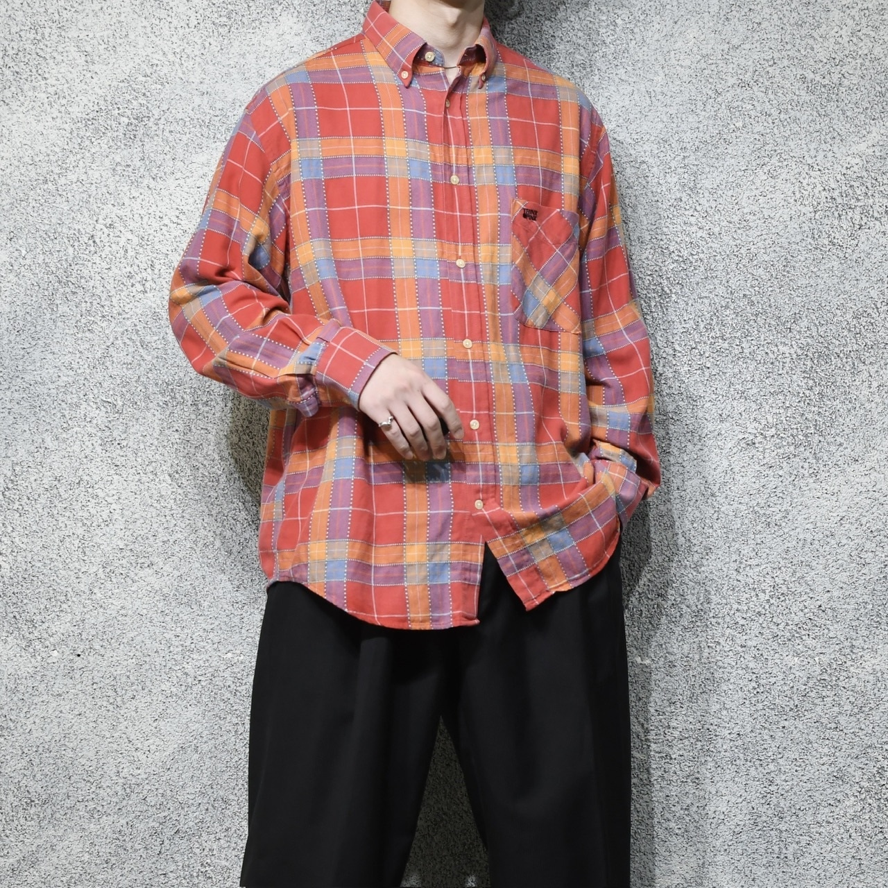 THINK PINK check button down shirt
