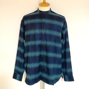 Check Band Collar L/S Shirts　Green