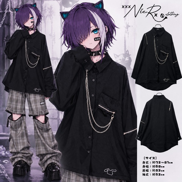 WRINKLE ZIP DESIGN SHIRT【2WAY SLEEVE×CHAIN】