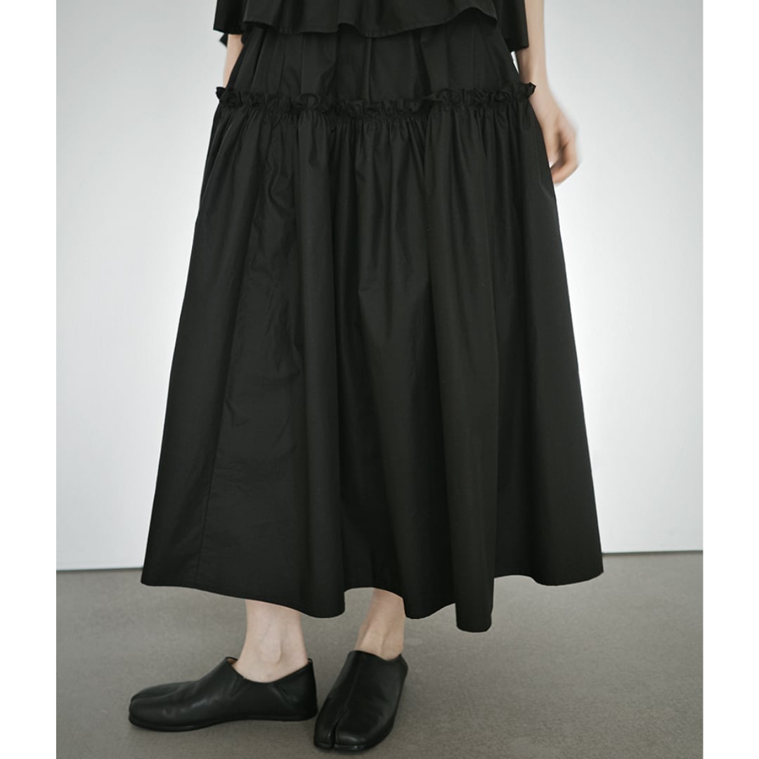 Gather tack frill tiered long skirt G1143