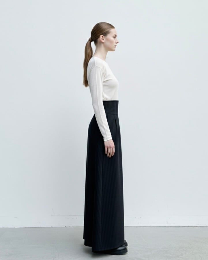 〈新品〉quui / 2way stripe long skirt ブラック2 2way stripe long skirt | quūi