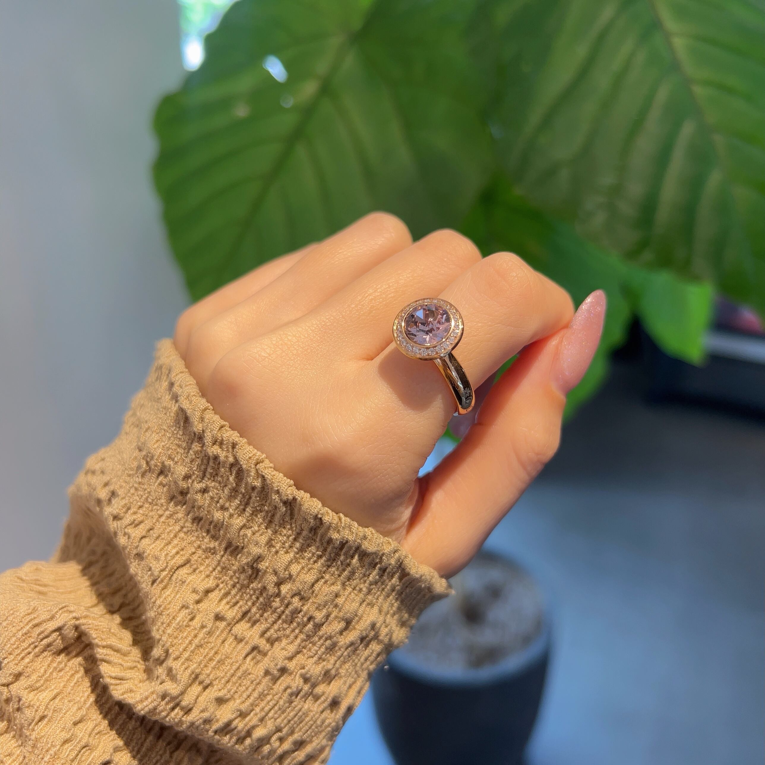 QUDO リング 15号 トップ 3点セット セットアップリング Tondo DX 13mm (RG/P) light amethyst | qudo-japan