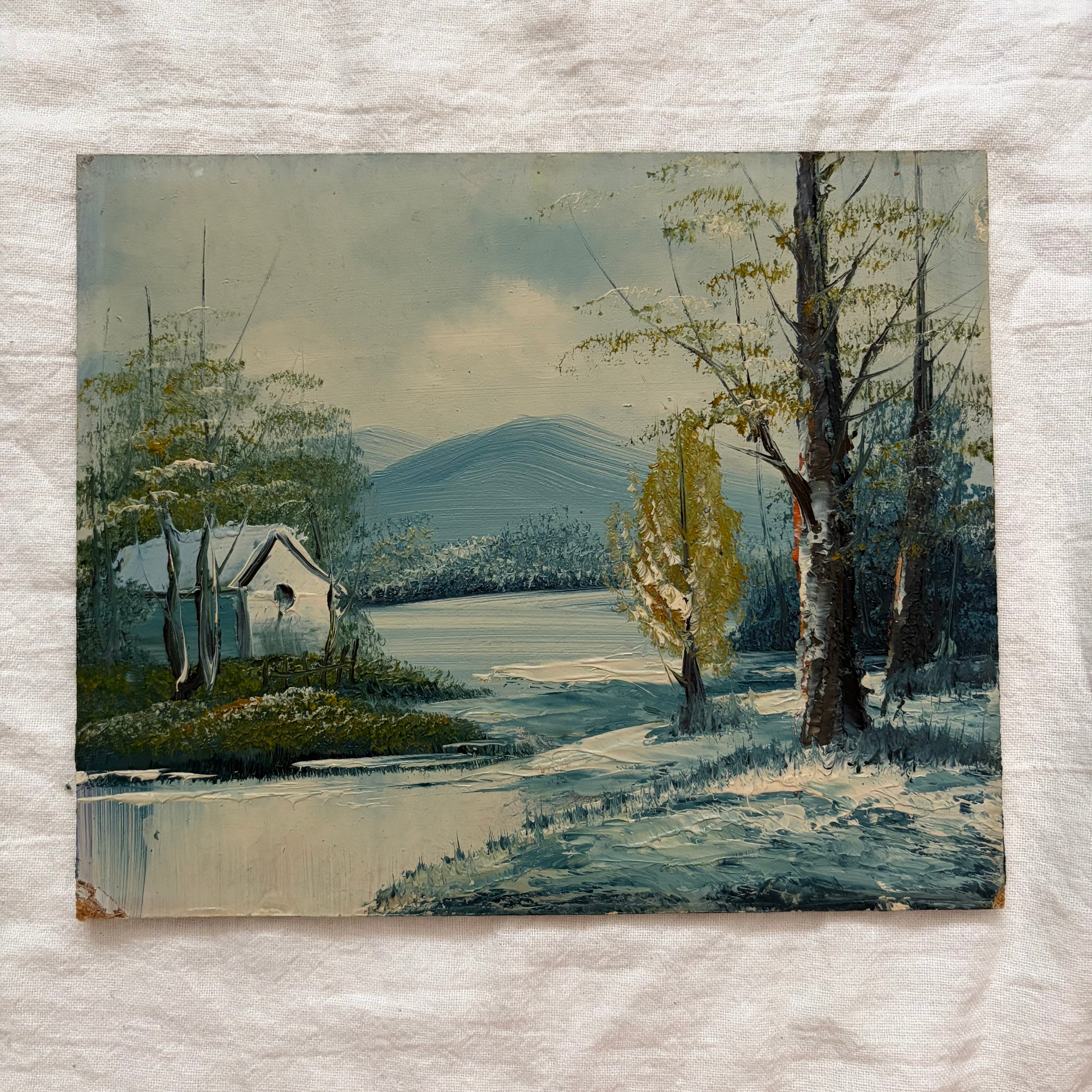 涼し気な風景の油絵