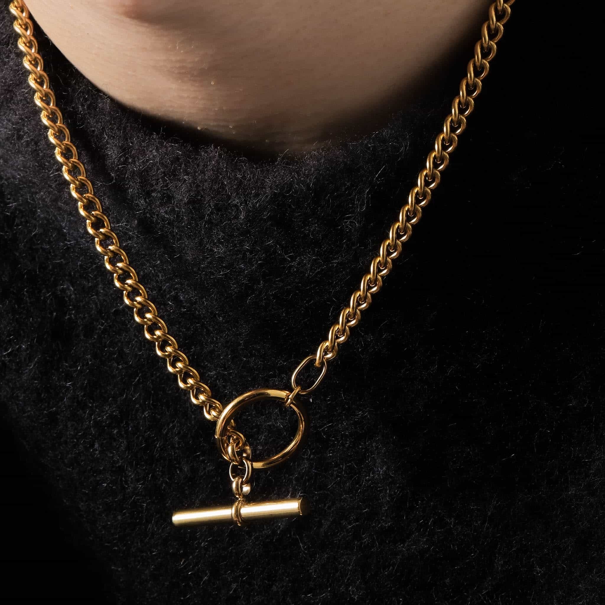 long T-bar necklace (gold) #n68 | garcia