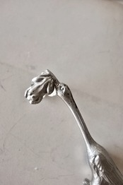 30s フランス 黙想する動物たちとアールデコ的カトラリーレスト 鷺さんと蛙さんa アンティーク