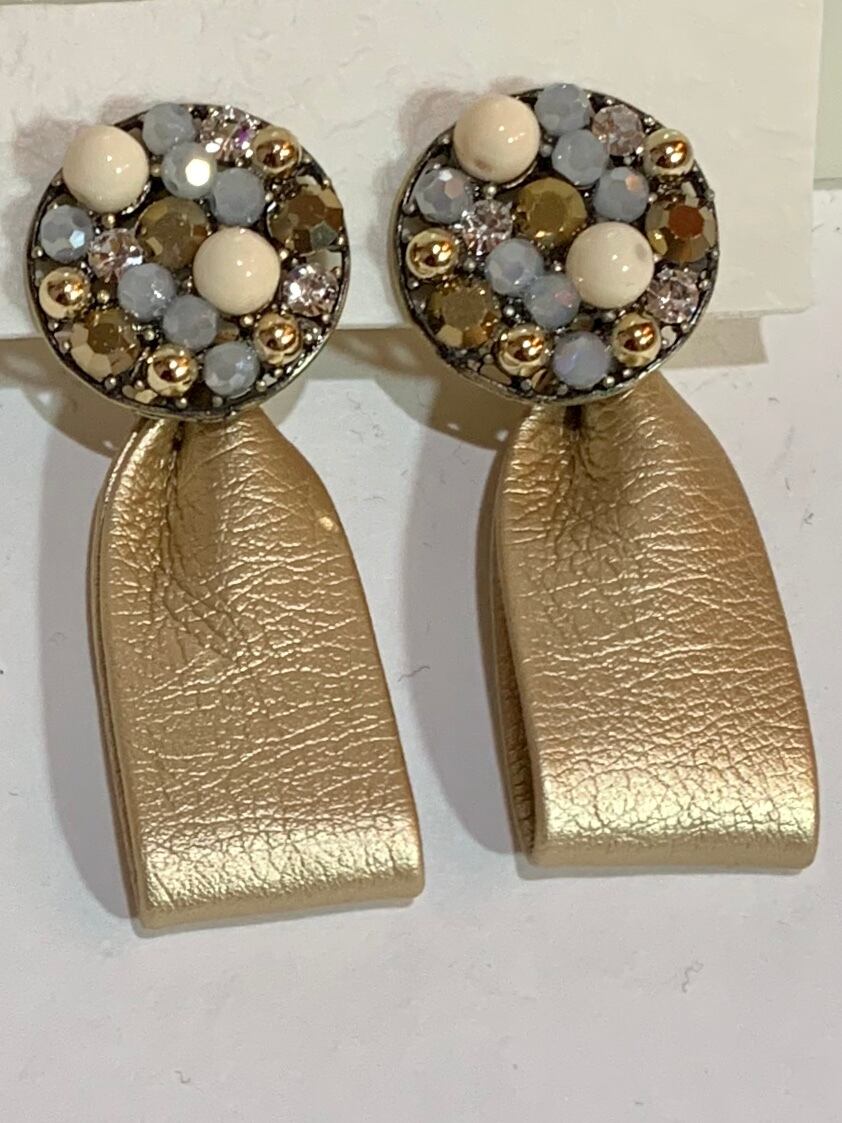 フェイクレザー2wayゴールドピアス