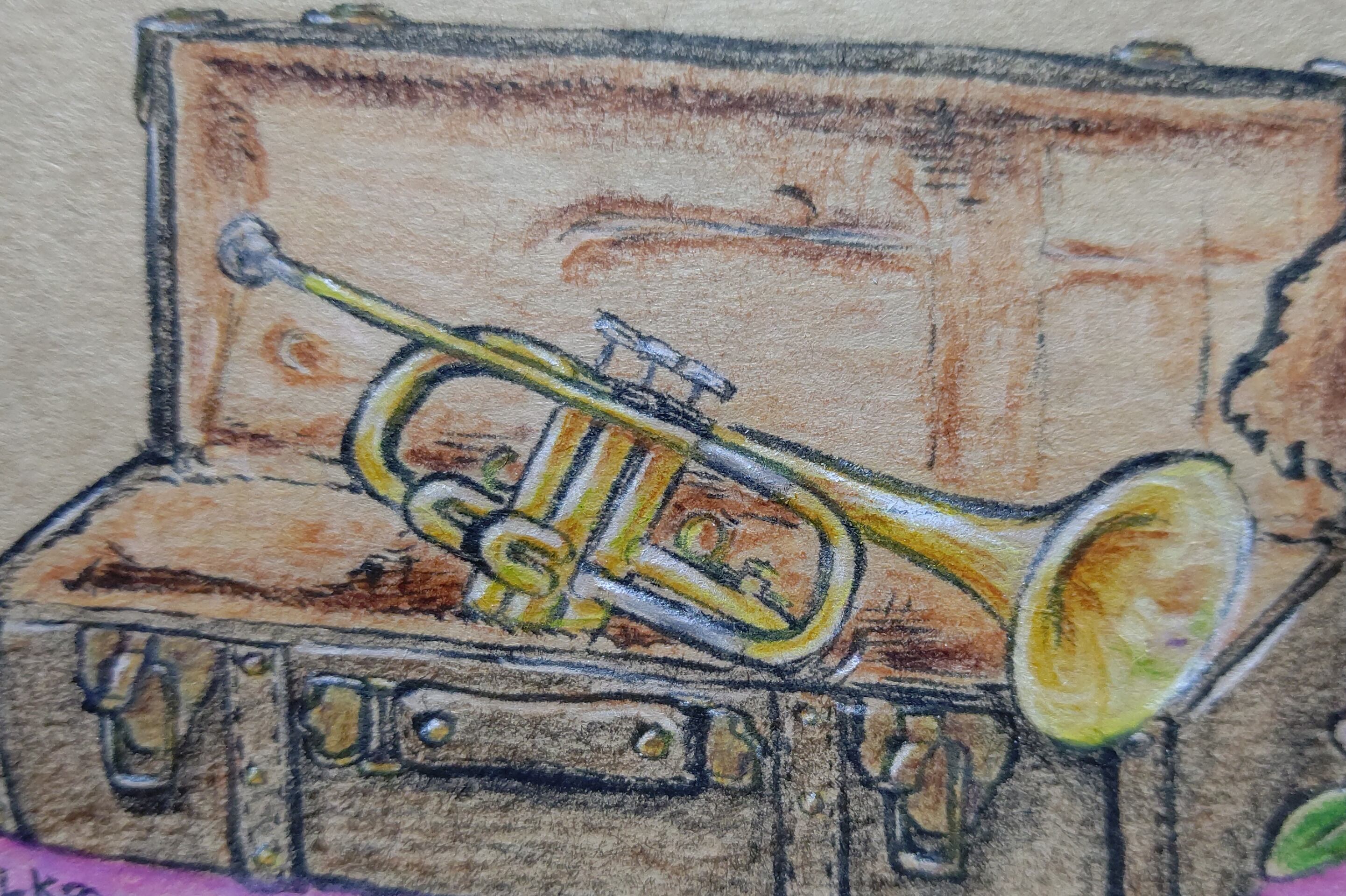 トランペットとトイプードル Shkaのおえかき屋さん トランペットとトイプードル Shkaのおえかき屋さん