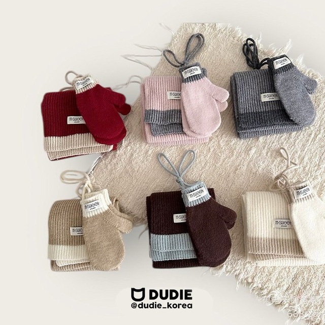 【取寄】dudie｜color-block muffler｜配色マフラー｜FREE｜kids｜25 winter