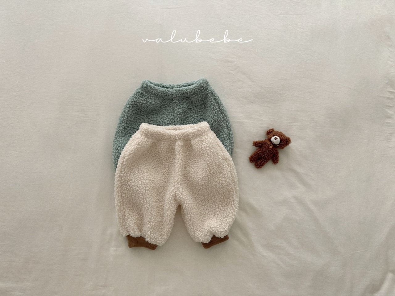 【valu bebe】フリースボアジョガーパンツ ミント 60〜80cm  241102 - 8