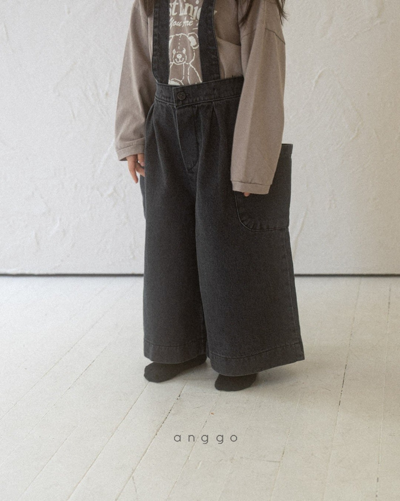 【anggo】サスペンダー付きワイドデニム ブラック 80〜120cm 241016 - 8