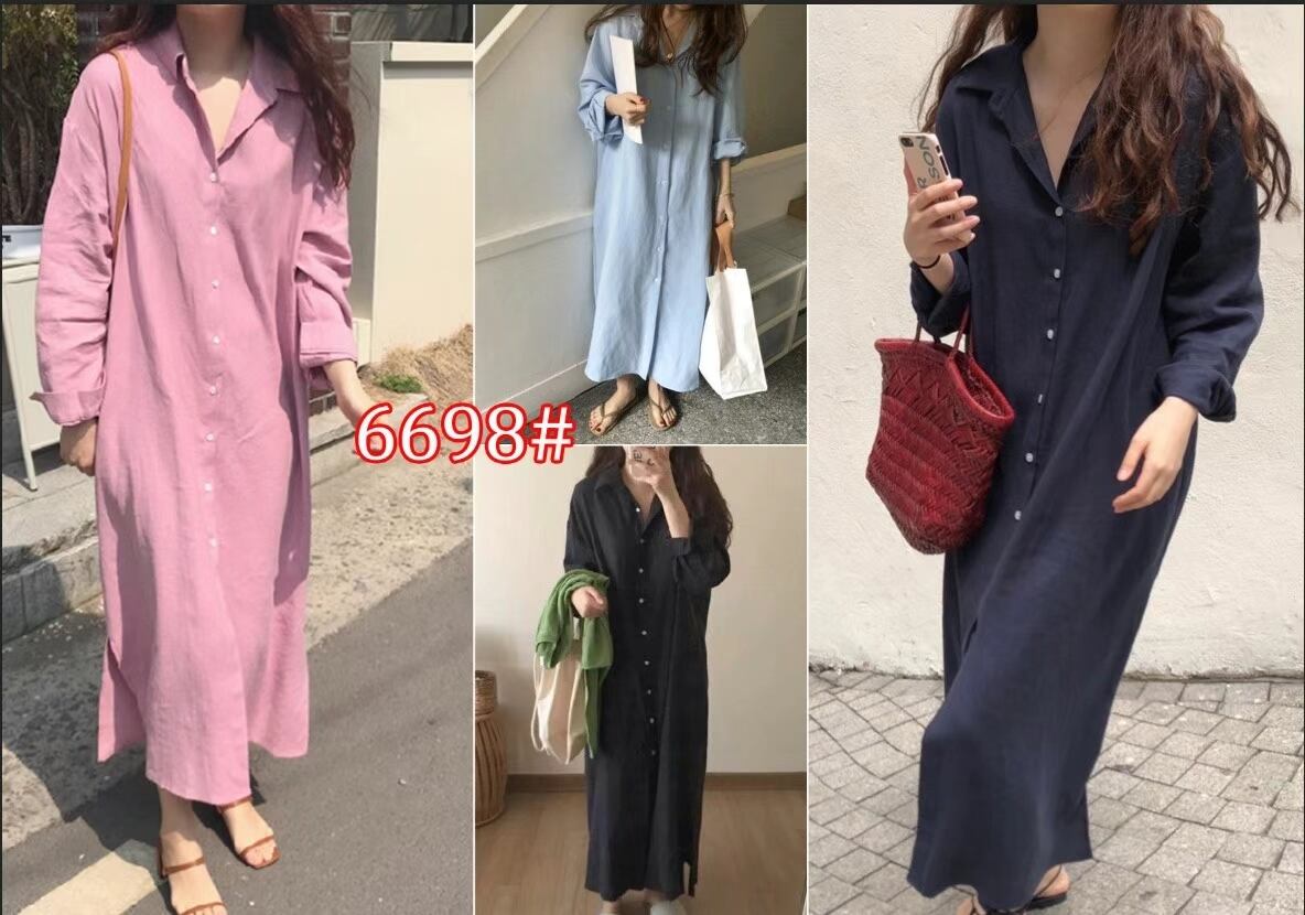 開襟シャツワンピース　　AJ22263-6698