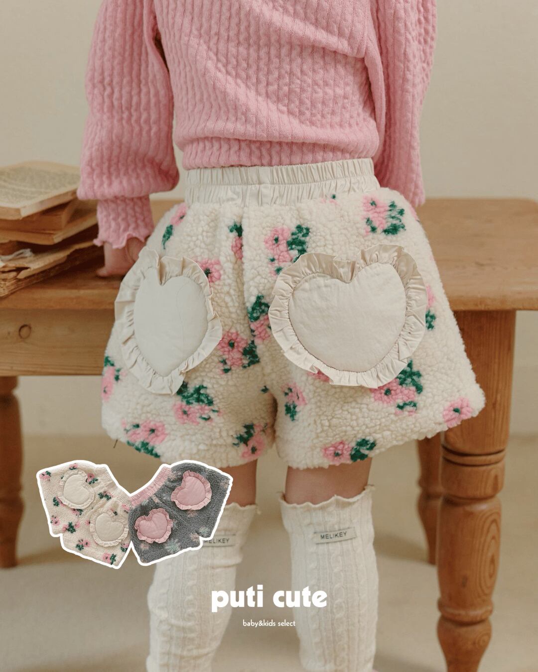 80-140 ꒰ 予約 ꒱ Heart flower shorts / MELIKEY ⸝⋆