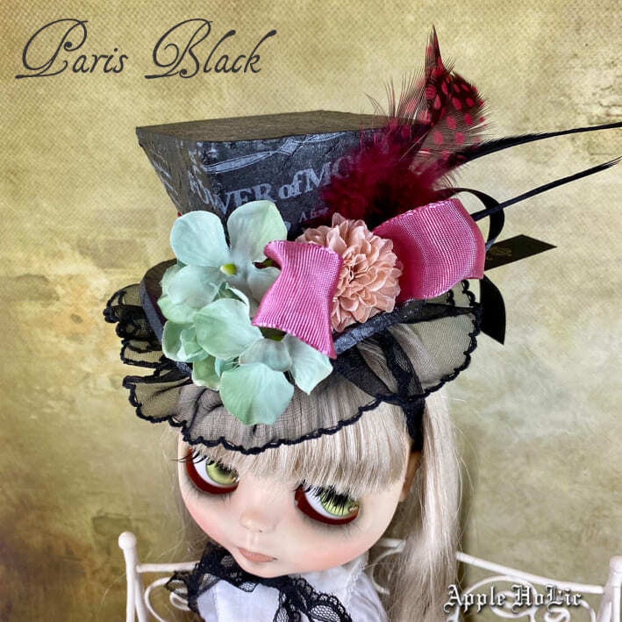 ドールハット L　Paris Black・パリス ブラック　ブライス 60cmドール