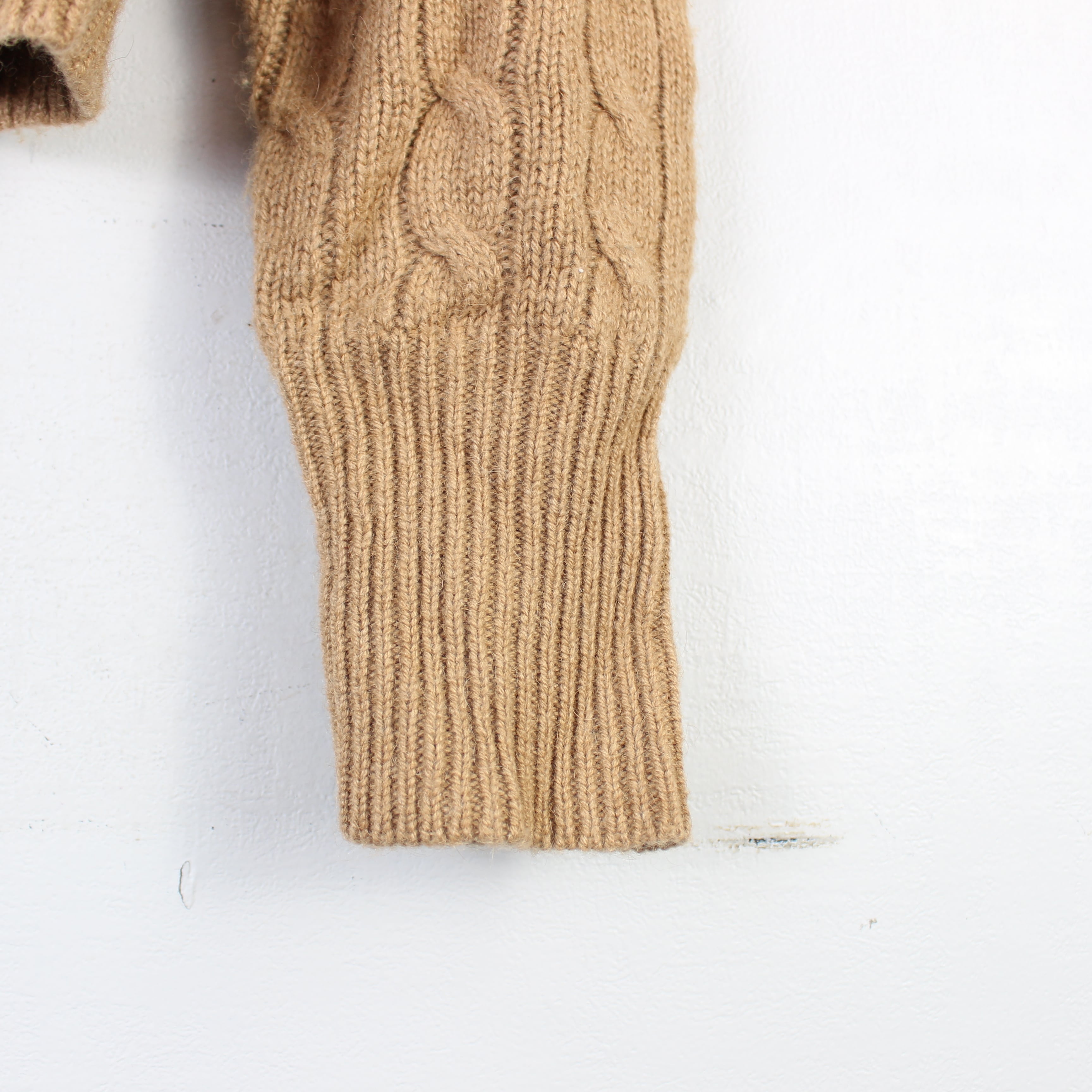 USA VINTAGE POLO GOLF CAMEL100% CABLE KNIT CARDIGAN/アメリカ古着
