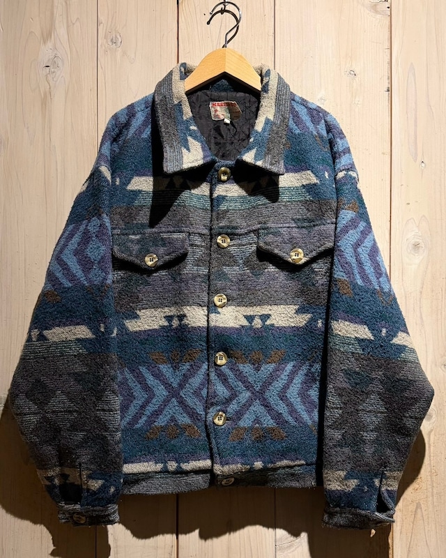 【a.k.a.C.a.k.a vintage】Native Pattern Euro Vintage Loose Wool Jacket