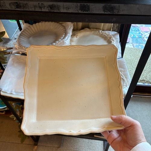 MASHIKO Square Ruffle plate Kinari　益子焼　スクエアフリル皿　キナリ　角皿　プレート　メインディッシュ　洋食　電子レンジOK　食洗機OK