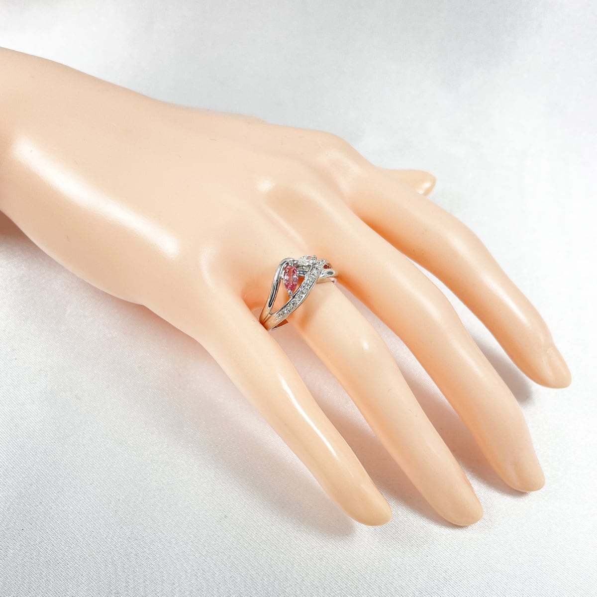 Pt900 天然パパラチアサファイア 0.255ct ダイヤモンド 0.17ct
