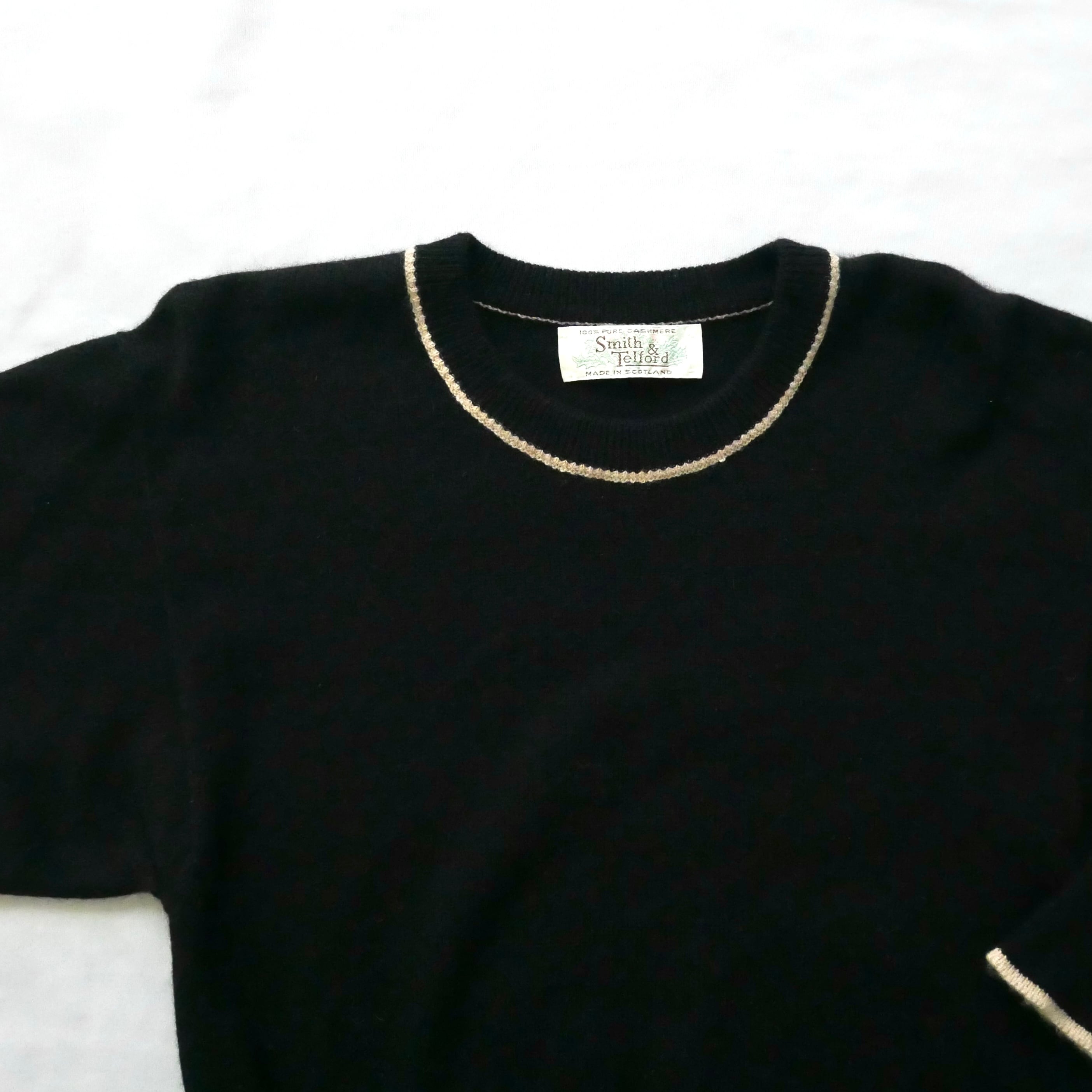 デッドストック Smith&Telford カシミヤニット スコットランド製 Made in Scotland Smith&Telford black 100%cashmere knit