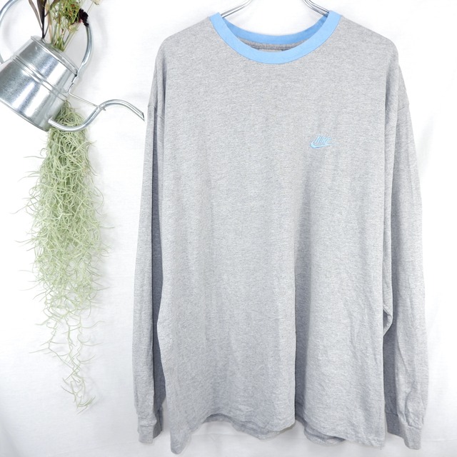 [XL] NIKE Gray/Light Blue L/S Tee | ナイキ グレー×水色 ロングTシャツ