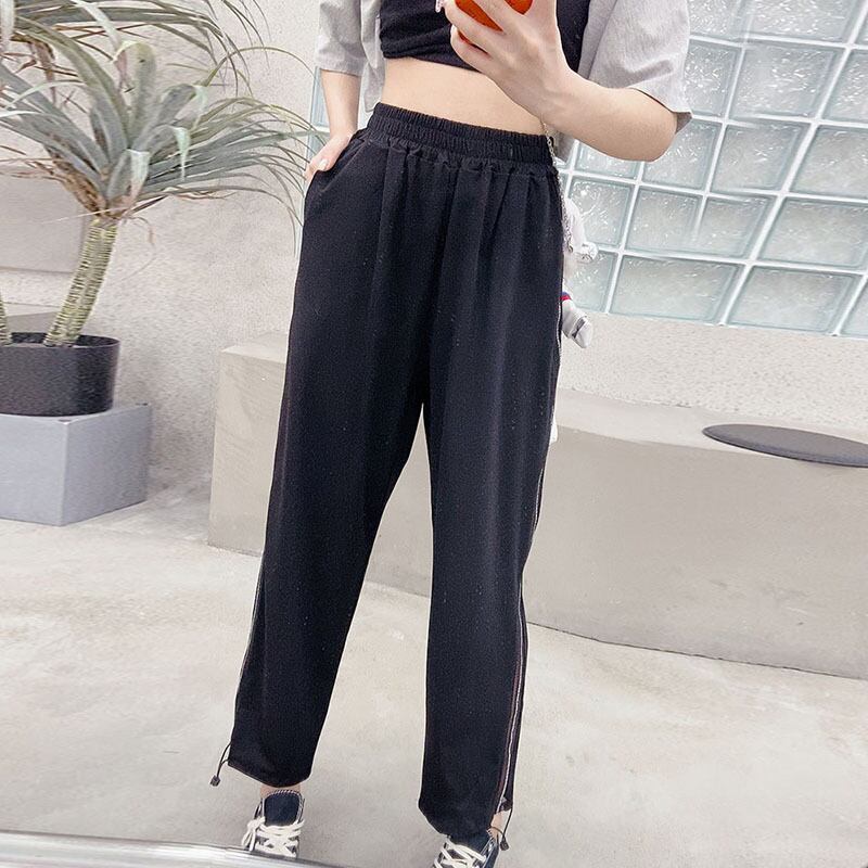 カジュアルサマーストレッチウェストサイドホワイトメッシュギャザーパンツ エラスティック 伸縮 大きめサイズ 夏物 ミックスインファッション59003775843