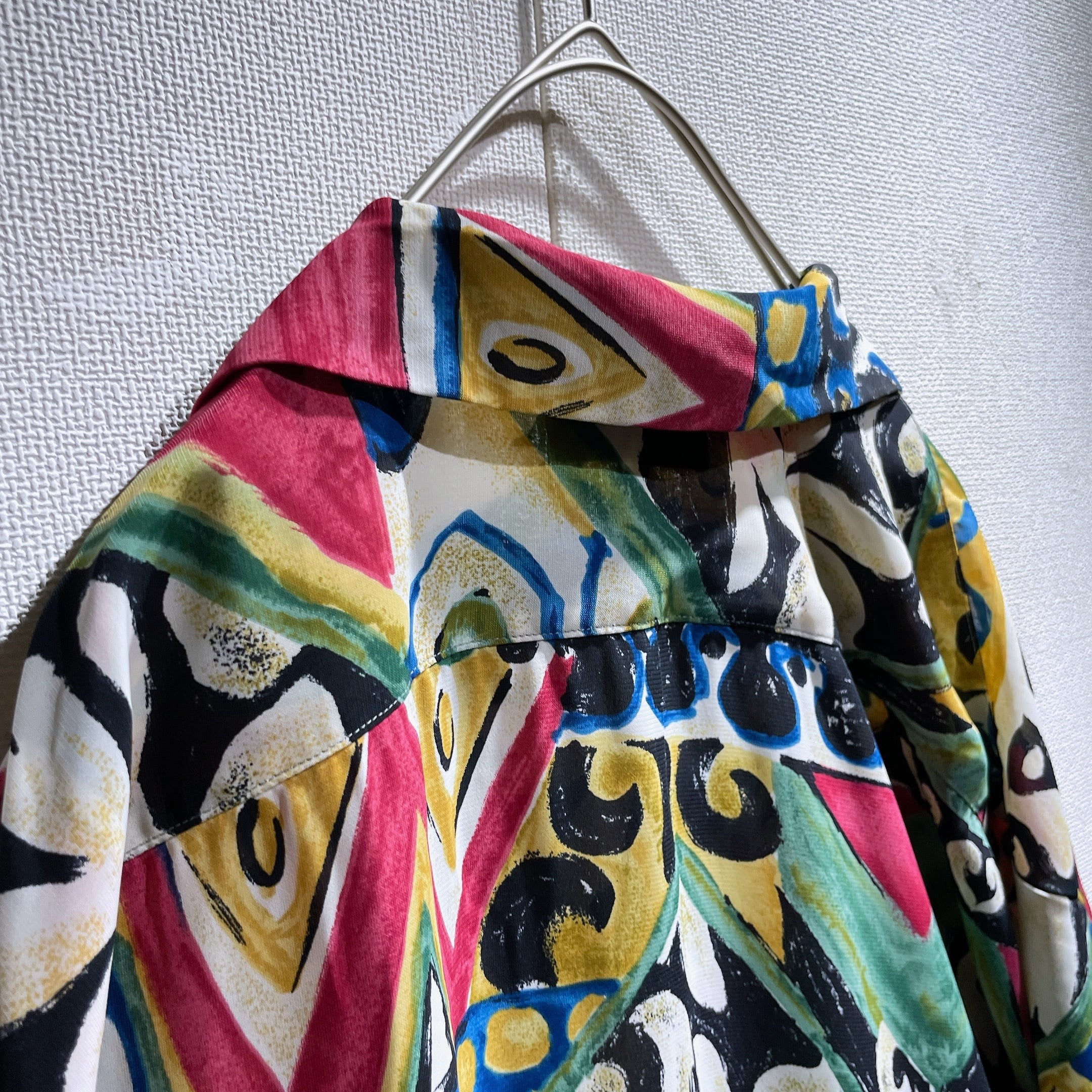 1990s Psychedelic art pattern Design vintage Drape loose Open collar shirt