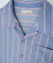 【#Re:room】STRIPE DENIM SHORT LENGTH SHIRTS［RES103］