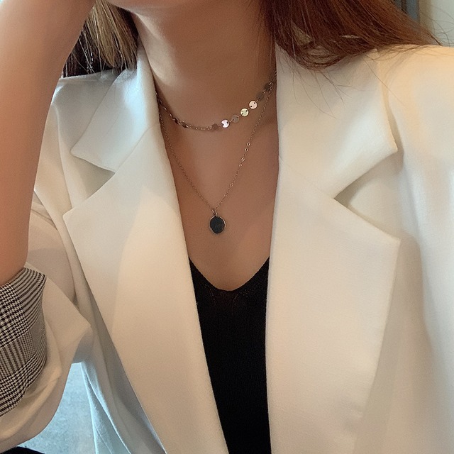 ネックレス ダブルチェーン レース ブラック・アイド・ピーズ57549163691