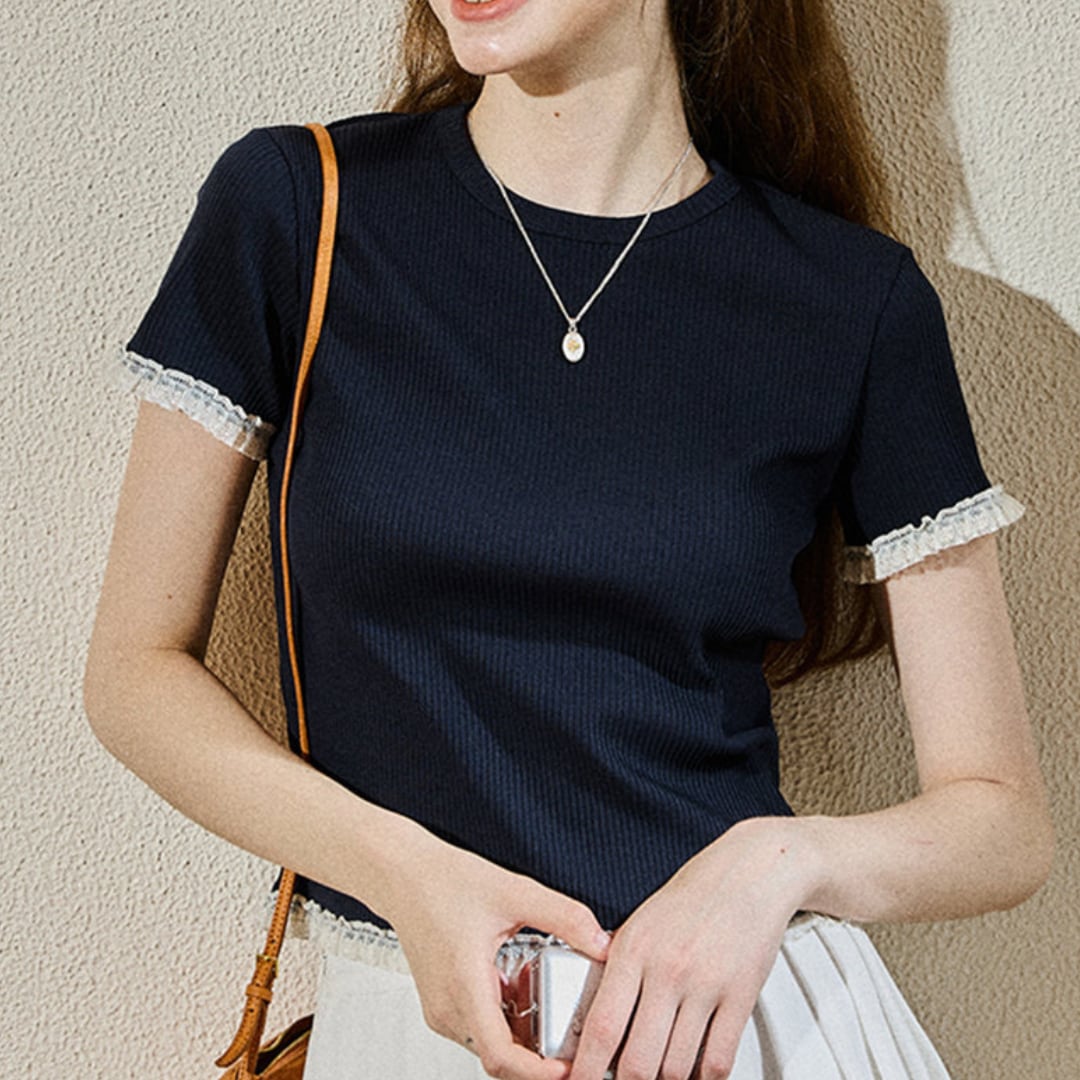lace trim rib top