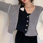 knit asymmetry cropped cardigan / l0984