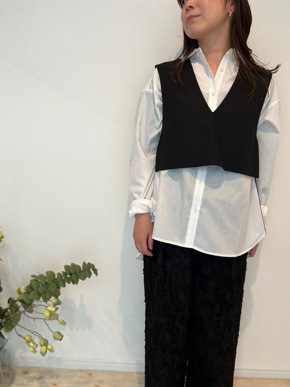 【SELECT】台衿付きワイドシャツ