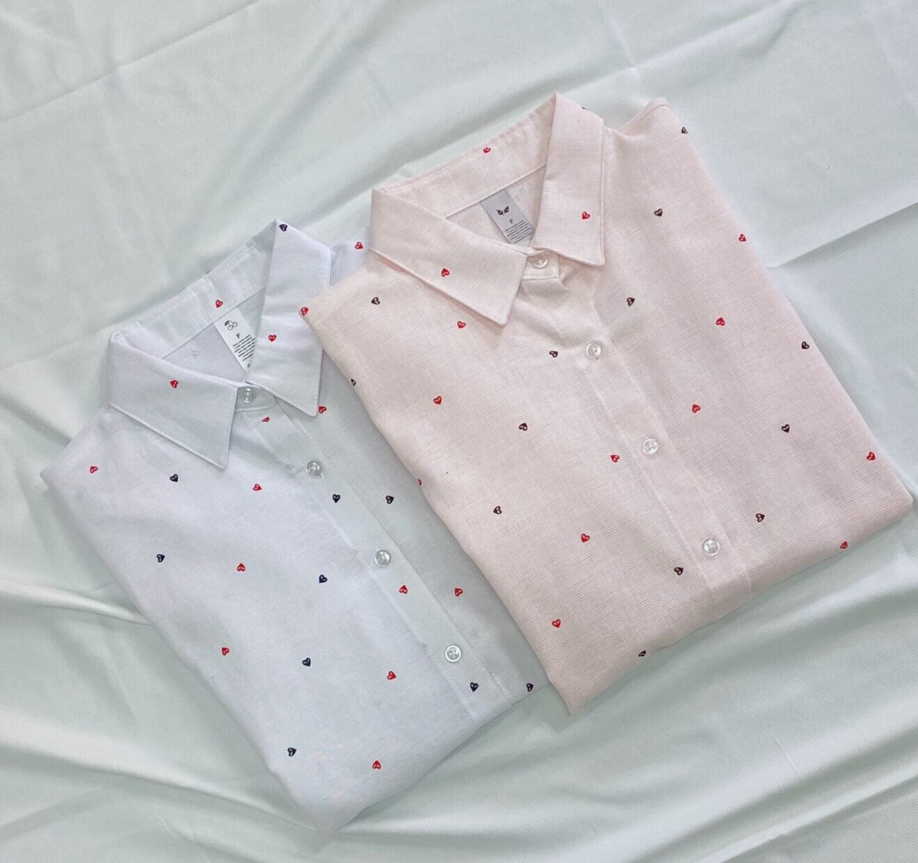heart shirt 韓国 heart シャツ ハート ブラウス 韓国ファッション