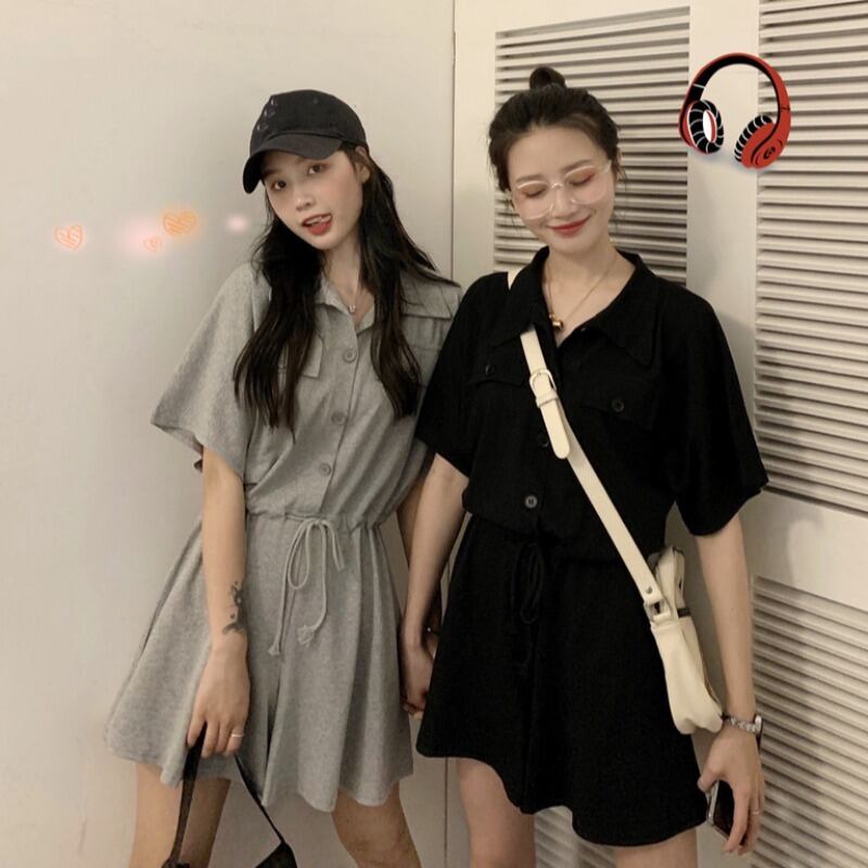 ブラックジャンプスーツ オールインワン ショーツ サマーレースハイウェストウェストカジュアルパンツ レディースルーズワイドレッグ 夏物 ブルマー ワイドパンツ YY-ファッション91192699937