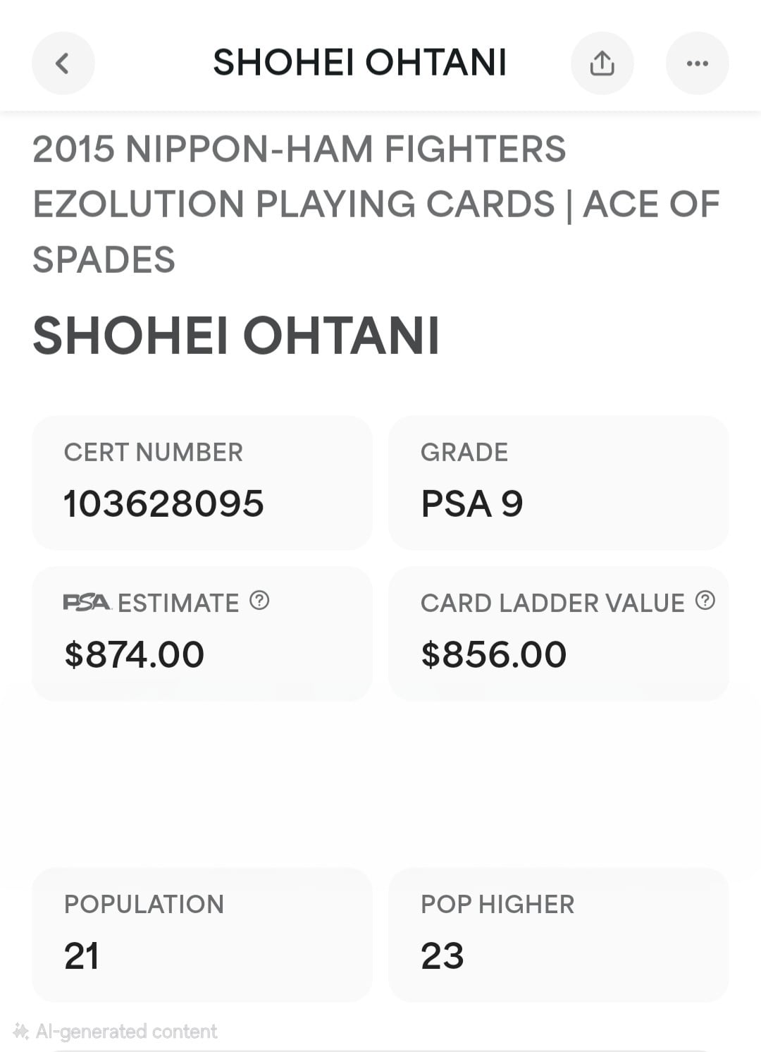 Shohei Ohtani | 2015 Nippon Fighters Ezoltion P/C | Ace of Spades